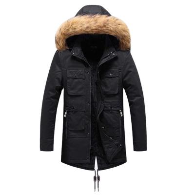 China Viable men's cotton thick hooded jacket to keep warm men's long jacket for winter to add plush and thick winter cotton long coat warm coat for sale