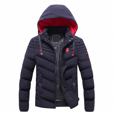 China Contrast Breathable Custom Men's Padded Coats Bubble Stripe Jacket Hooded Coat Winter Warm Men's Jacket for sale