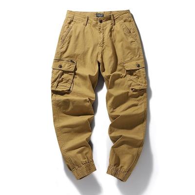 China Wholesale Cotton Breathable Loose Leg Sweatpants Men Teenagers Mid Waist Cargo Matching Khaki Pants Casual Breeches Mens Trousers For Summer for sale