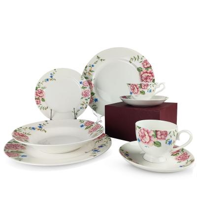 China Sustainable Popular Homewares Dinnerware Sets Fine China Ceramic Poland Dinnerware Round Dish Set for sale