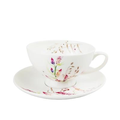 China Viable Nordic custom printed tea cups and saucers pink tea cup and saucer set wholesale for sale