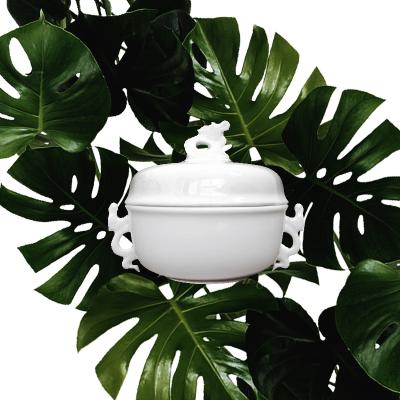 China Sustainable Customized Restaurant Cheap Fine Bone China Soup White Pot for sale