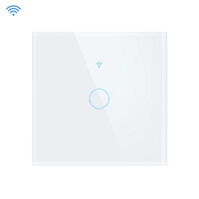 China Tempered Glass Panel 1/2/3 Panel Tuya Strip Tempered Crystal Glass Wifi Wall Smart Touch Switch Work With Amazon Google Alexa Home for sale