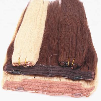 China Factory Price Silky Straight Wave Fast Shipping 100% European Virgin Remy Human Double Weft Halo In Hair Extension for sale