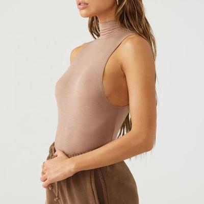 China QUICK DRY WOMEN MOCK NECK TANK FIT TANK FEATURING A FAKE NECK AND DEEP CUT SLEEVE OPENINGS WOMEN CROP UPPER for sale