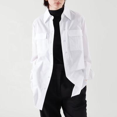 China Female Simple Oversized Blouses Long Sleeve Loose Casual White Shirts Anti Shrink Tops Womens Shirt for sale