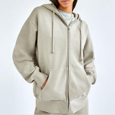 China high quality Anti-wrinkle cotton women's full zipper hoodie fitted custom terry casual hoodie unisex zipper hoodie for sale