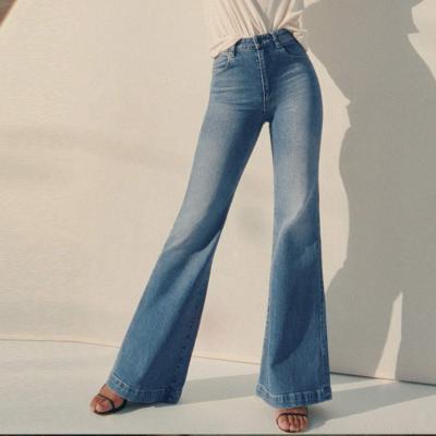 China Super QUICK DRY and high quality women's soft blue jeans and shape and high rise pants slim fit perfected blue jeans Karen rocket for sale