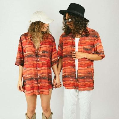 China Casual Unisex Oversized Shirt Relaxed Fit Shell Buttons Rayon Print (Factory Based) 100% Short Sleeve Swim Shirt for sale