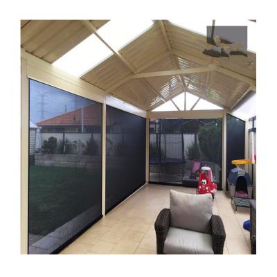 China Waterproof Outdoor Motorized Outdoor Track Roller Shade Patio Roller Blinds Automatic Retractable Blackout PVC Shade Screens Windproof for sale