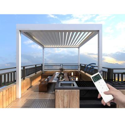 China Easily Assembled Pergola Shade Remote Control Motorize Aluminio Patio Cover Adjustable Roof Garden Pergolas Outdoor Aluminum Gazebo for sale