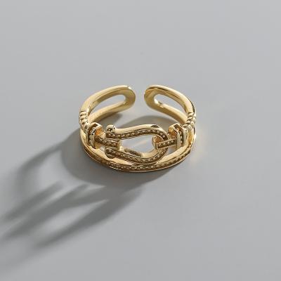 China 2023 FASHIONABLE New Arrival Product Double Layer 18K Gold Plated Sterling Silver Rings for sale