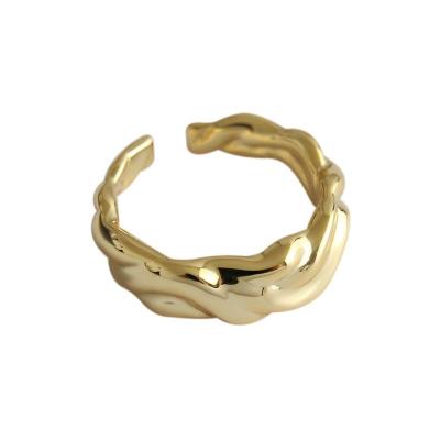 China FASHIONABLE Minimalist 925 Sterling Silver Designer Irregular 18k Gold Plated Rings for sale