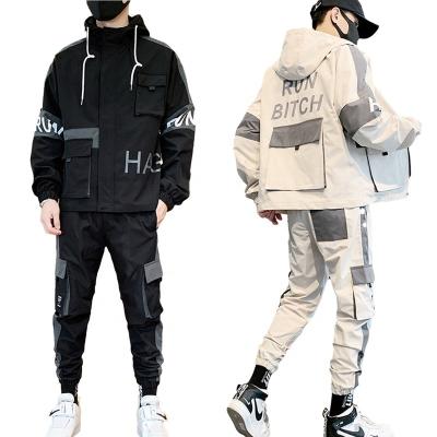 China Fashion Anti-Static Patchwork Zipper- 2 Piece Set Printing Long Sleeve Logo Tracksuits For Men for sale