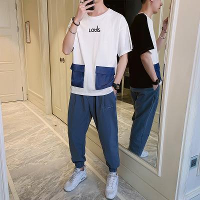 China New Design Anti-Static Front Pockets Custom Logo Short Sleeve Slim Pullover Two-Pieces Tracksuits for sale