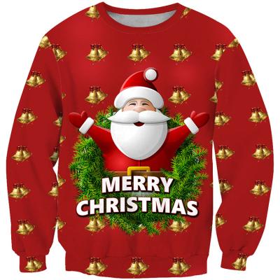 China Fashion Anti-wrinkle 100% Cotton Christmas Hoodie New Digital Printing Sweatshirt Merry Christmas Plus Size Men's Pullover Sweatshirt for sale