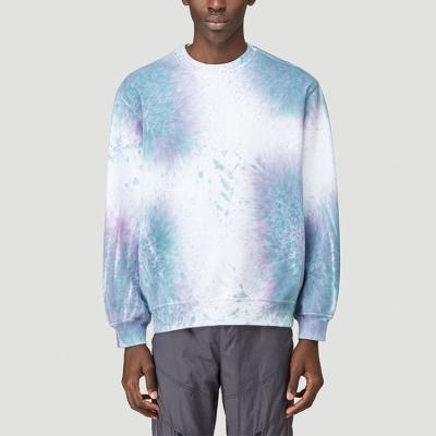 China 2022 Anti-wrinkle fashion clothing cotton knitting men's oversized crew neck 100% long sleeves breathe relaxed tie-dye sweatshirt for sale