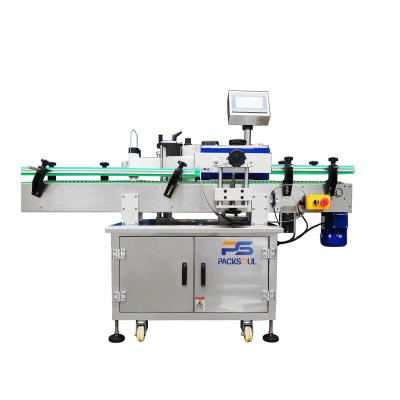 China Automatic Beverage Adhesive Sticker Pasting Machine For Plastic Glass Bottle for sale