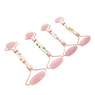 China New Gold Detachable Face Holders Handle Rose Quartz Jade Roller For Face Anti Wrinkle Sharp Quality Big Flower Premium CE ROHS for sale