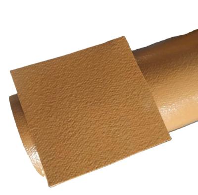 China Saudi Arabia market popular 560gsm pitted surface brown color pvc coated canvas tarpaulin roll fabric for sale