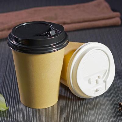 China Disposable Disposable Take Away Brown Kraft Hot Drink Paper Coffee Cup With Lid for sale