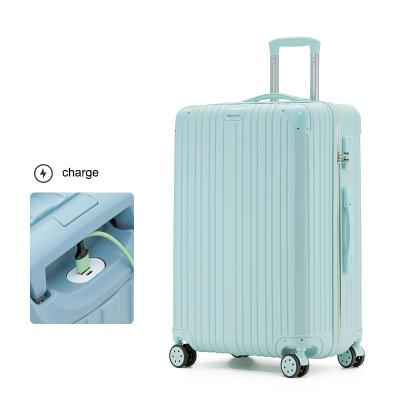 China Can charge suitcase Jiangxi moible factory luggage hot sale for USB charger port travel business trolley bag for sale