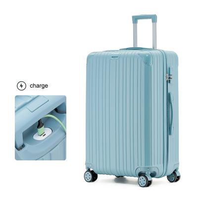 China Can charge moible multifunctional usb rechargeable luggage suitcase trolley bag for travel business for sale