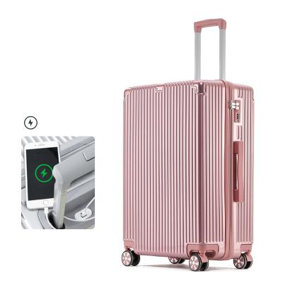 China Wholesale Luggage Suitcase Trolley Luggage With USB Charger Rechargeable Travel Suitcase Luggage Sets for sale