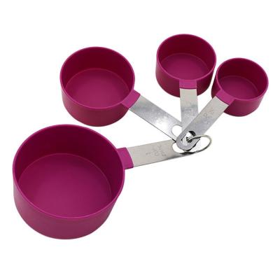 China 4 PCS Viable High Quality Colorful Large Measuring Cups With Stainless Steel Handle Custom Cooking Tools Measuring Table Tea Spoons for sale