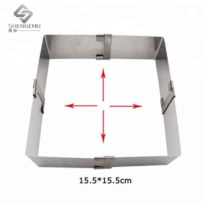 China Mini adjustable 9-15cm square viable stainless steel cake mold for sale for sale