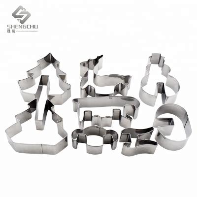 China Sustainable 3D Christmas Scenario Cookie Cutter Set Stainless Steel Mold for sale