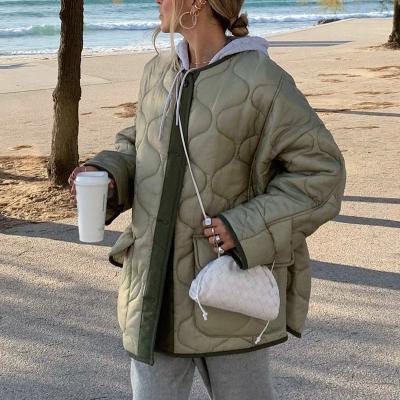 China Winter Women Streetwear Trends Cotton Warm Oversized Coat QUICK DRY Jacket Front Pockets Long Sleeve Padding for sale