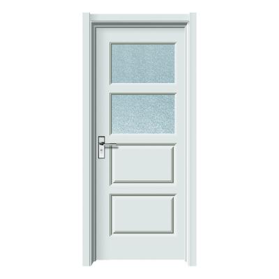 China Wholesale White Skin Material Decoration Competitive Price MDF PVC Interior Bathroom Doors With Glass Inset For Shower for sale