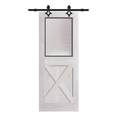 China Decoration Hot Sale European Style Interior Room Track Sliding Solid Wood Barn Door Kit For Hotel Home for sale