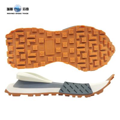 China Sport Shoes Soles Sole High End Unisex Combination Casual Soft etc. RISVINCI Low MOQ Wear-Resistant EVA Rubber Shoe Sole For Making Sneaker for sale