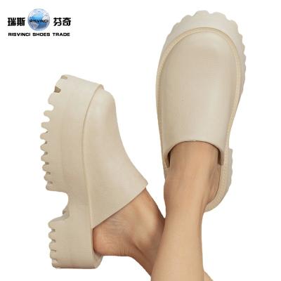 China Ultra Light Luxury Design Women Summer Outdoor Platform Cushioning Wedges Toe Sandals EVA Ladies Slides Slippers Closed Bottom Thick Mules for sale