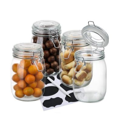 China Amazon Sustainable Hot Selling Airtight Glass Jars With Hinged Lids for sale