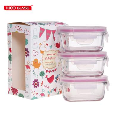 China Food Container BPA Free Mini Baby Food Storage Container Heat Resistant Glass Food Containers Glass Set for sale