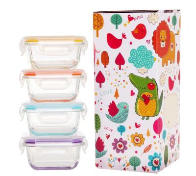 China Microwavable BPA Free Baby Food Storage Containers Mini Glass Food Container Set for sale