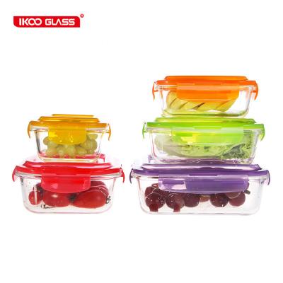 China 10 Pcs Microwavable ikoo Glass Food Storage Containers Set Glass Take Out Food Container Set for sale