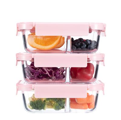 China Sustainable Colorful Glass Tiffin Box Lid With Cutlery Heat Resistant Glass Food Storage Container for sale