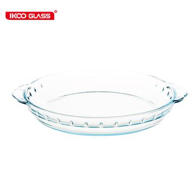 China Microwaveable Ice Round High Borosilicate Glass Bakeware With Handle for sale