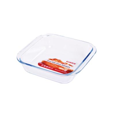 China Glass Sustainable High Borosilicate Bakeware Square Baking Pan With Handle for sale