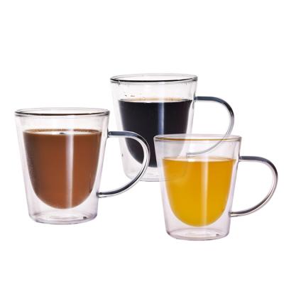 China Sustainable China Manufacturer Double Layers Borosilicate Glass Custom Mug for sale