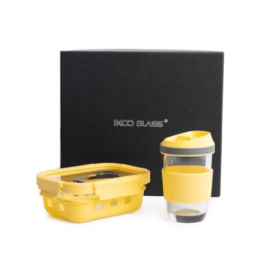 China New Fashion Sustainable Lunch Box High Borosilicate Glass Coffee Cup Mugs Cup In A Box With Logo for sale