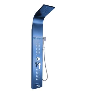 China Without Slide Bar Factory Wholesale Multifunctional Blue Shower Column Stainless Steel Balance Shower Panel for sale