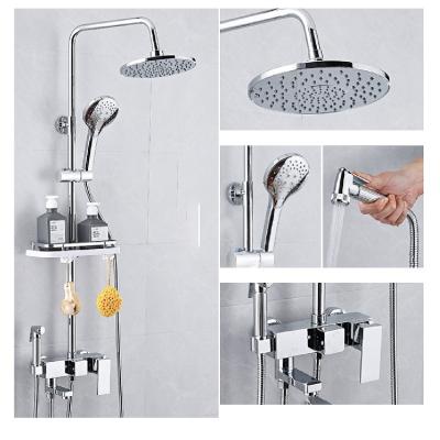 China With Full Slide Bar Factory Direct Copper Wall Hanging Bath Taps Bathroom Shower Wall Digital Faucet Free Water Quick Faucet for sale