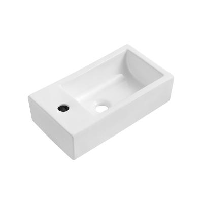 China Modern Above Counter Basin Household Mini Ceramic White Small Size Wall Mounted Square Art Basin for sale