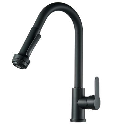 China Modern All Pull Out Swivel Copper Kitchen Faucet Hot And Cold Retractable Household for sale