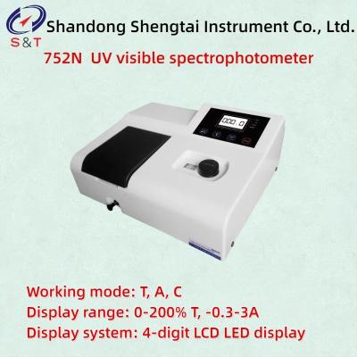 China ± 2nm Wavelength Accuracy 752N UV Visible Spectrophotometer For Food Detection Working ModeL, A, C for sale